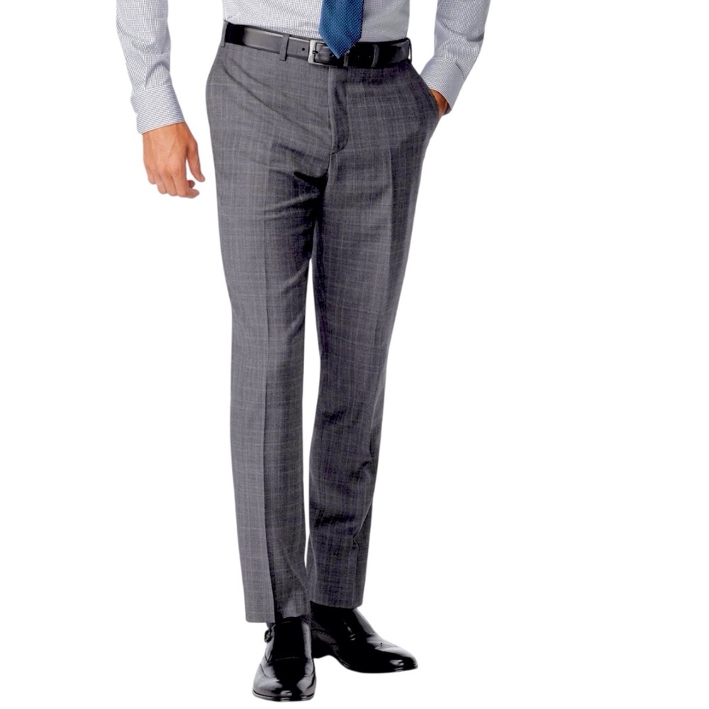 Peter Millar Harker Flat Front Trousers Grey Plaid Mens Size 46 Unhemmed